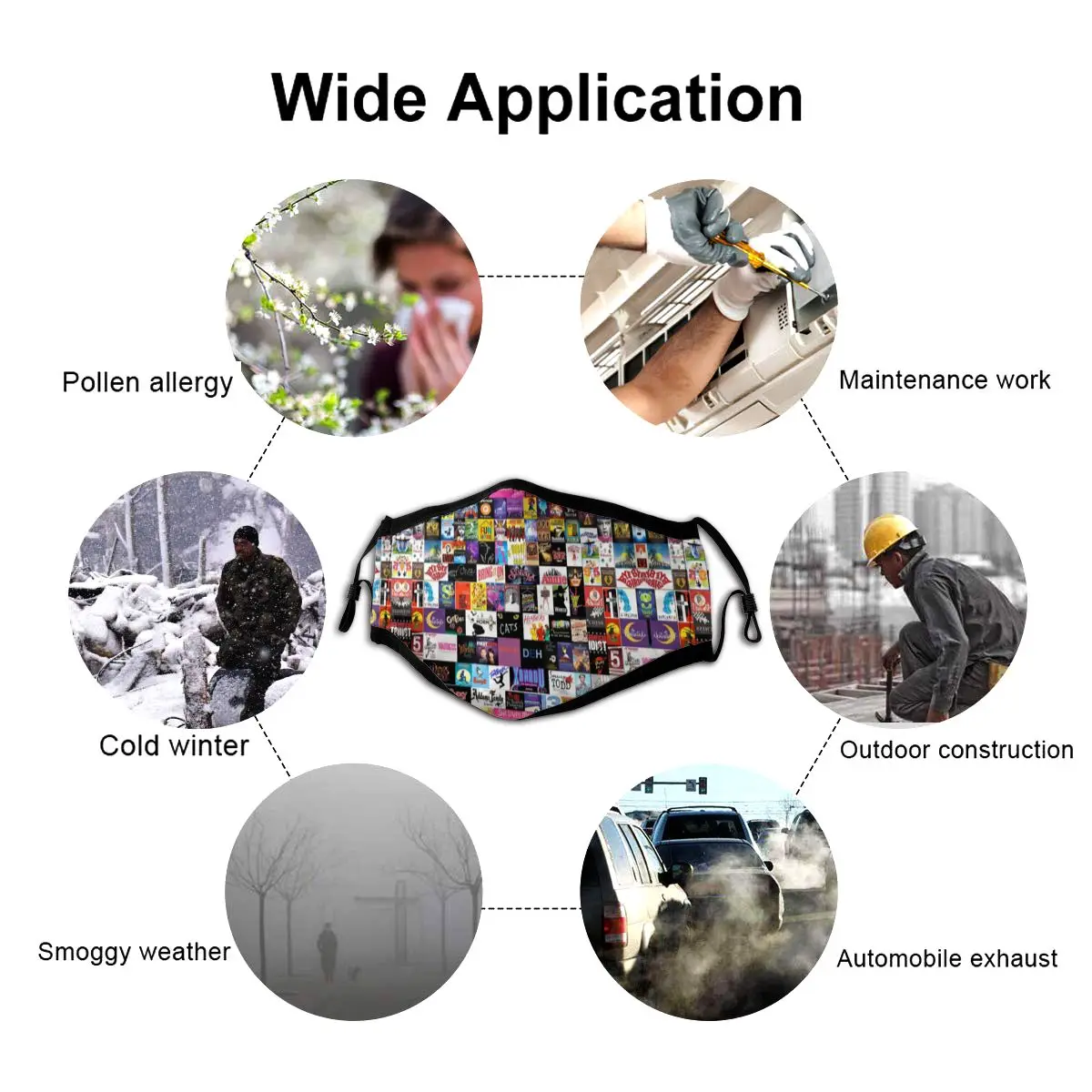 

Music Mouth Face Mask MUSICALS Facial Mask Kawai Cool with 2 Filters for Adult