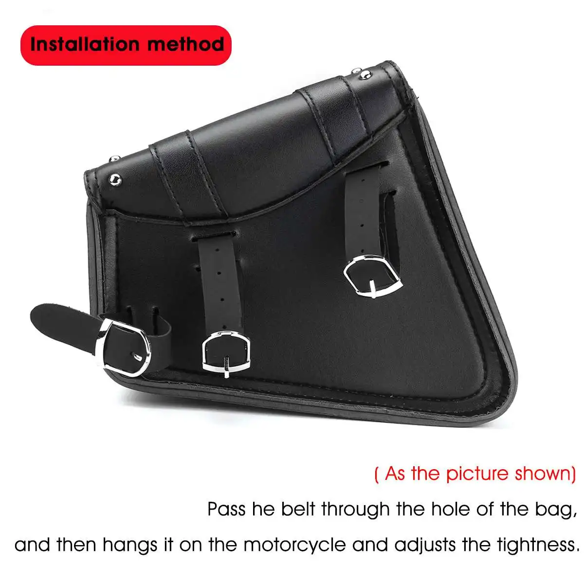

New Motorcycle Studded Saddlebags Cafe Racer Side Tool Bags Luggage Storage Pouch Waterproof PU Leather Saddle Bags Black