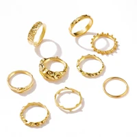 golden personality punk metal irregular rings 12 pcsset opening finger accessories for women jewelry