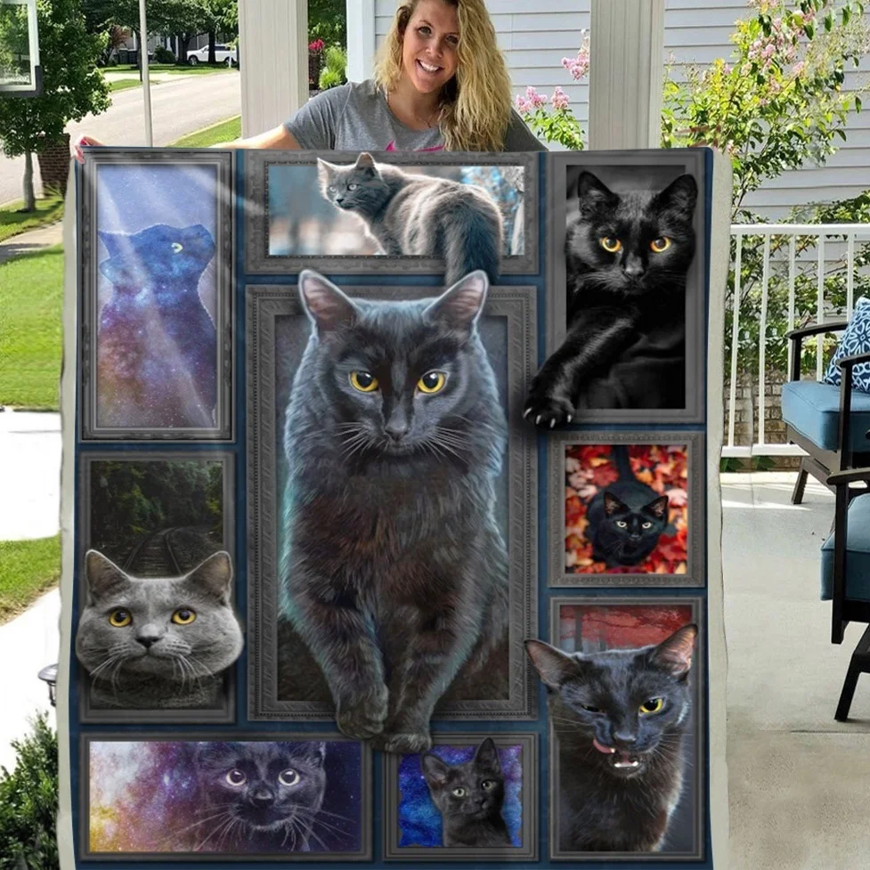 

Black Cat Soft Throw Plush Sherpa Fleece Blanket