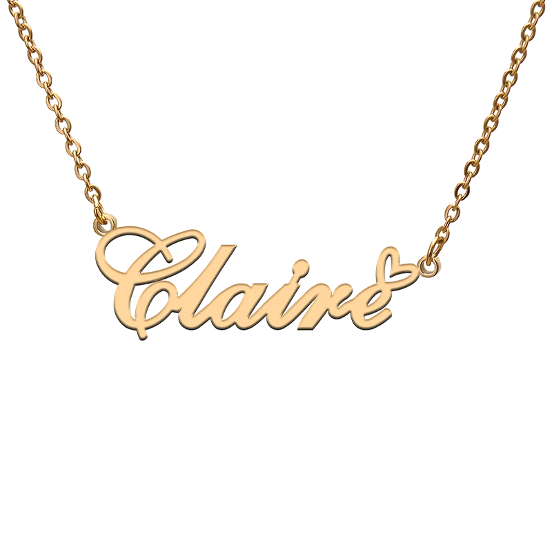 

God with Love Heart Personalized Character Necklace with Name Claire for Best Friend Jewelry Gift