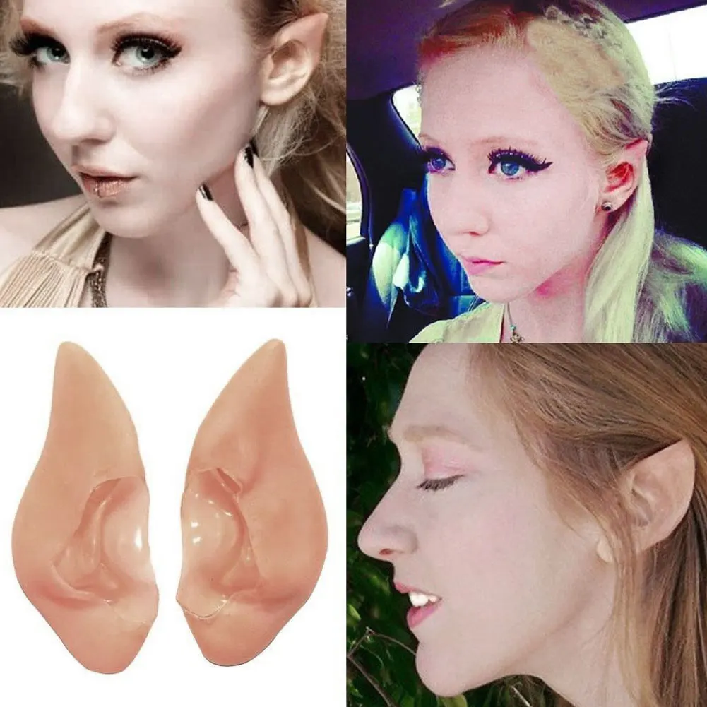 

Latex Fairy Pixie Elf Ears Cosplay Accessories LARP Halloween Party Latex Soft Pointed Prosthetic Tips Ear Party Supplies