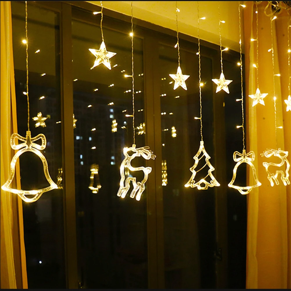 

Рождественский шнурок со звездами, гирлянда-занавеска, светодиодсветильник Водонепроницаемая сказочная лампа, садовая гирлянда, украшени...