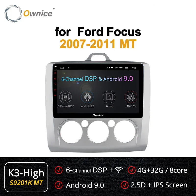 S9201-1 K3-High Ownice K3 K5 K6 2DIN Android 8,1 Восьмиядерный автомобильный Радио dvd-плеер для Ford FOCUS 2007 2008 2009 2010 2011 Navi gps 4G LET DSP - Цвет: S9201-1 K3-High