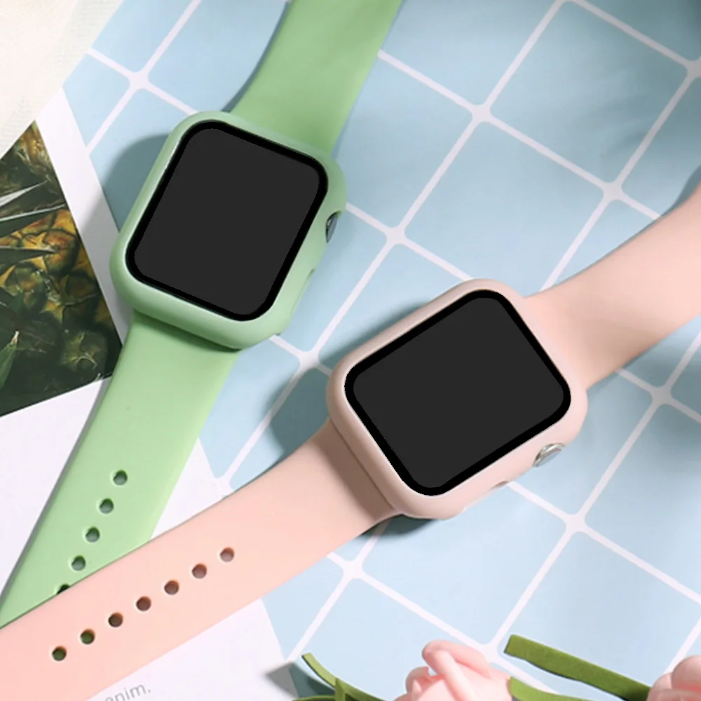 Glass+Case For Apple Watch Series 6 5 4321 SE 44mm 40mm Accessories on Smartwatch iWatch 42mm 38mm bumper Screen Protector+cover