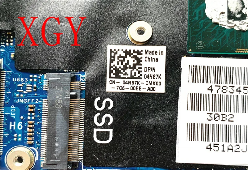 

original Placa-mãe do portátil para FOR dell XPS-13 9350 motherboard LA-D841P 4N87K 4gb-ram sr2zu i5-7200U 100% test OK