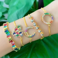 elegant crescent moon bracelet women multicolor cz heartround charm irregular colorful zircon bangle rainbow long strip jewelry