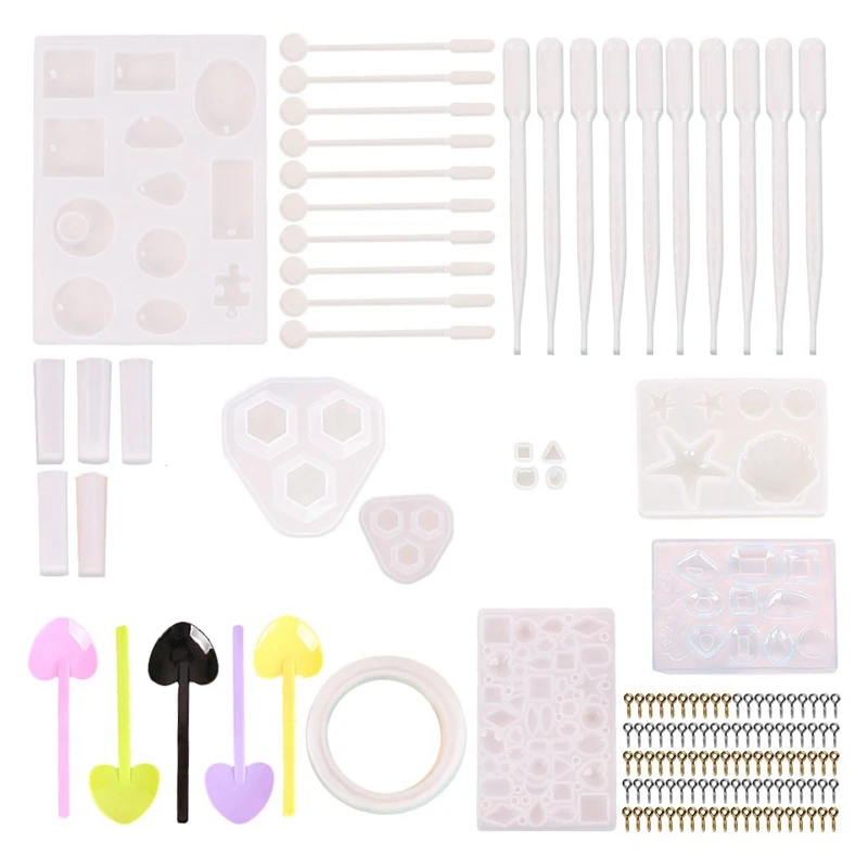 

141 Pcs Jewelry Silicone Casting Mold for DIY Jewelry Craft Includes Pendant Bracelet Earring Diamond Molds
