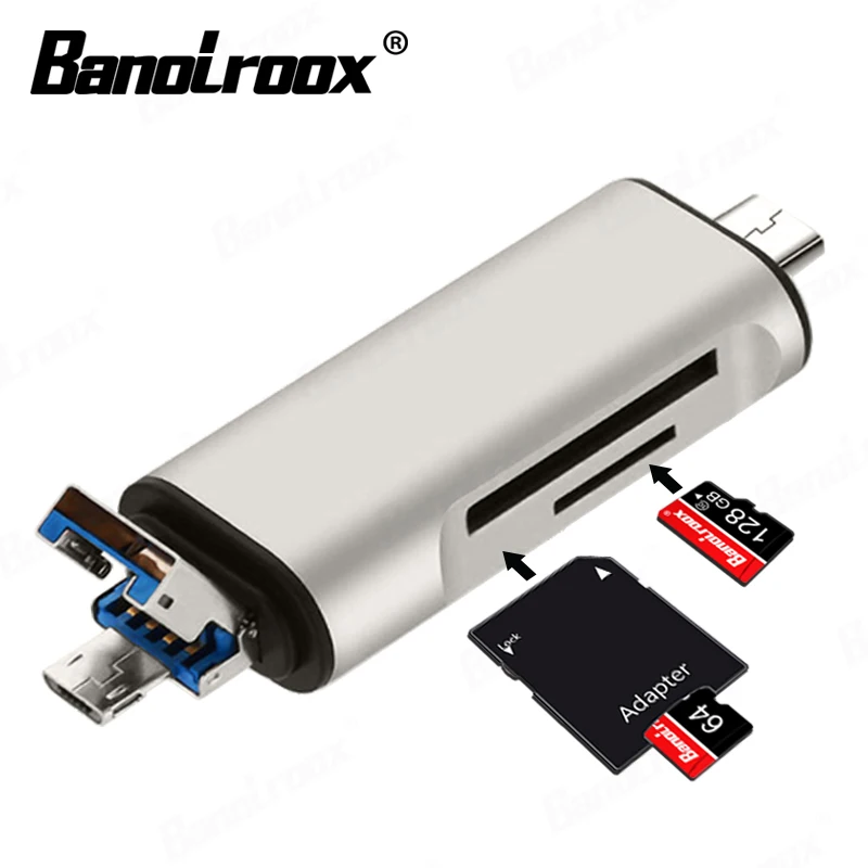 Banolroox высокоскоростной 3 в 1 кардридер Type-C/OTG/Microsd/TF флэш-USB для телефона ноутбука