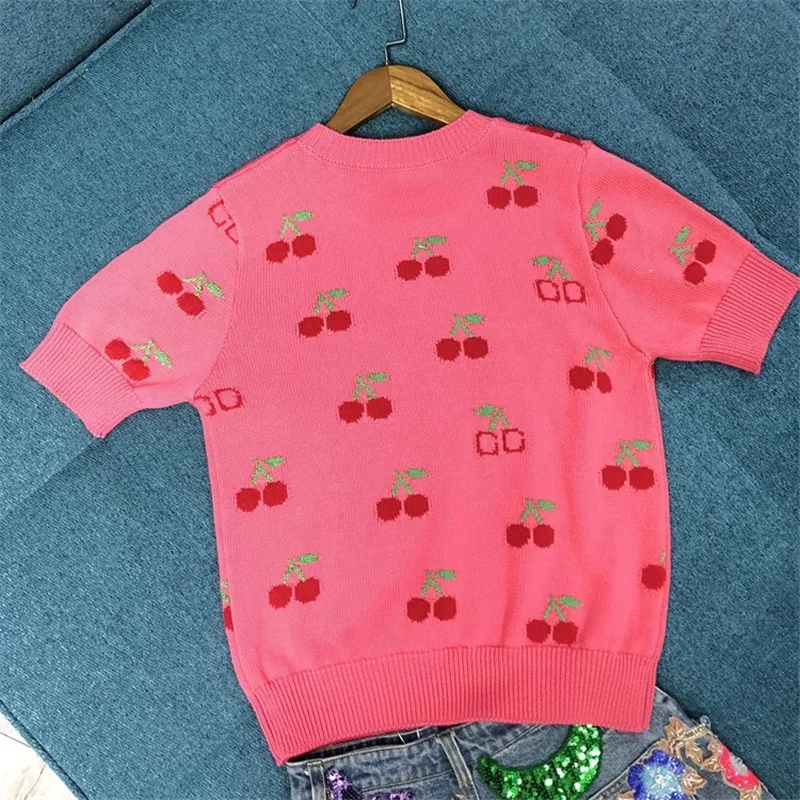 Элегантная Женская Осенняя коллекция 2019 года с принтом вишни круглым вырезом