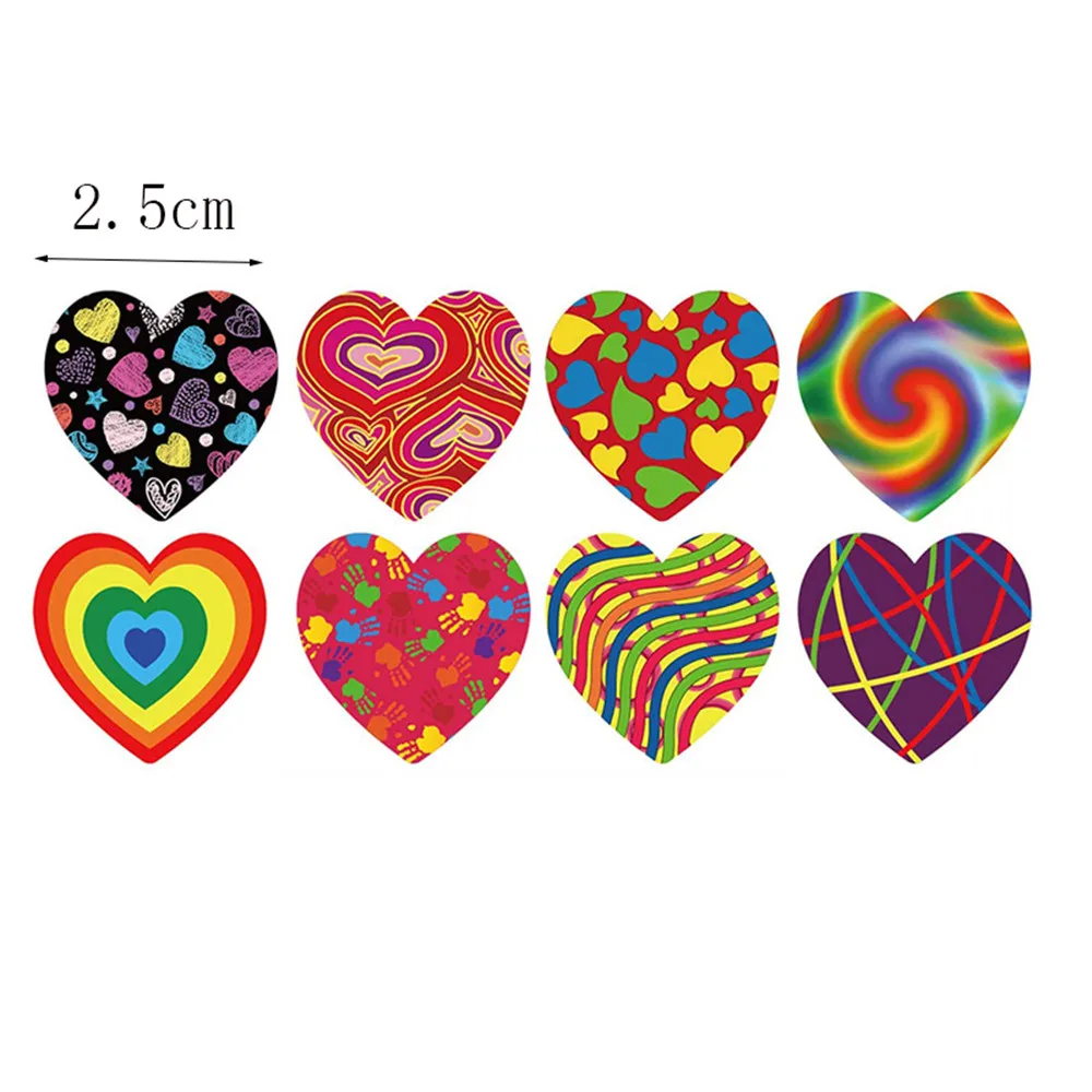 

500pcs Heart Roll Stickers, Valentine's Day Colorful love Heart Labels for Happy Decoration Wedding Party Accessories