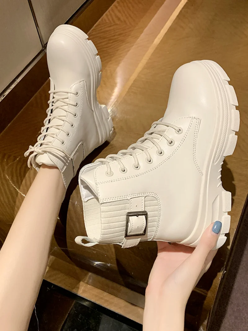 

Новое поступление, мягкие ботинки, женская обувь, женские ботинки, модные круглые ботильоны из искусственной кожи, зима 2021, эластичные черны...