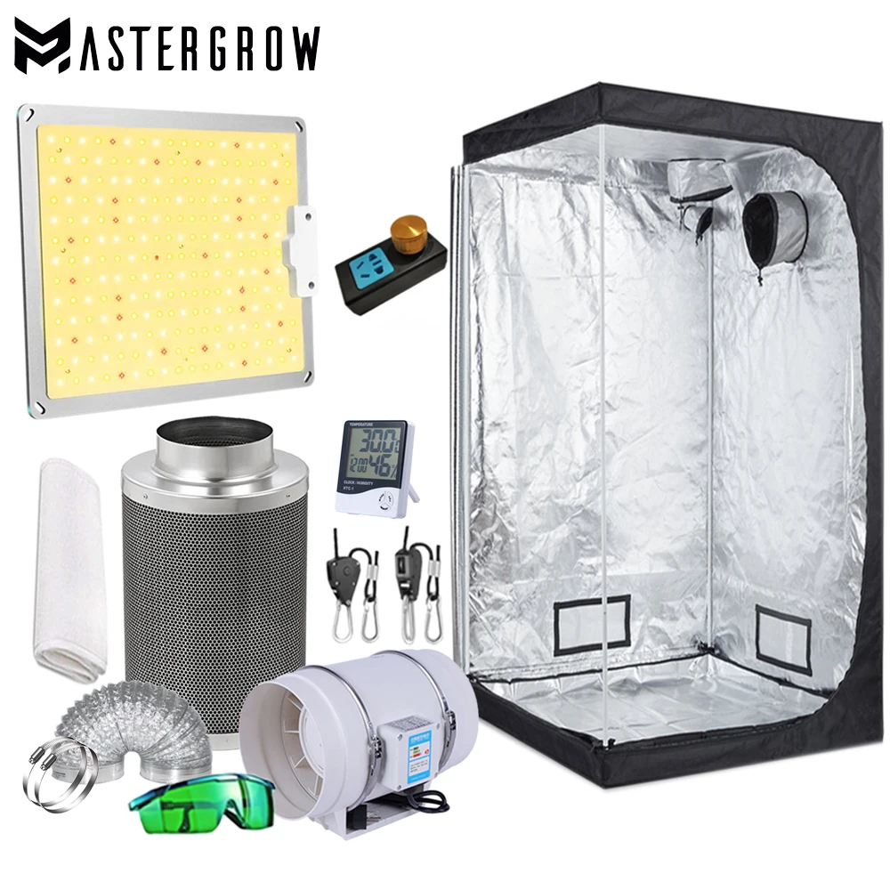 Full Spectrum Samsung 1000W Quantum Led Grow Light Growing System Dimmer Kit+4 inch Governor Fan Carbon Filter+Grow Tent GrowBox