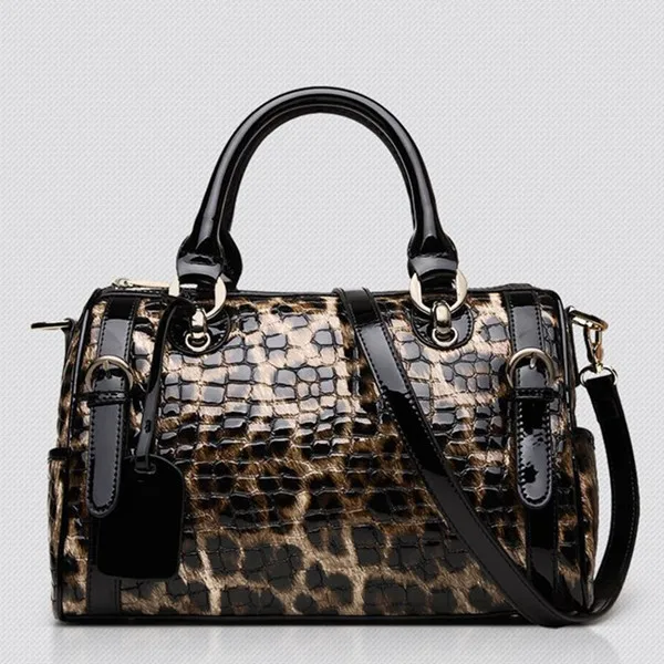 Leopard Натуральная кожа женская сумка \ сумочка модная леопардовая женская сумка в форме подушки сумка из воловьей кожи Бостонская сумка большие сумки через плечо - Цвет: Leopard