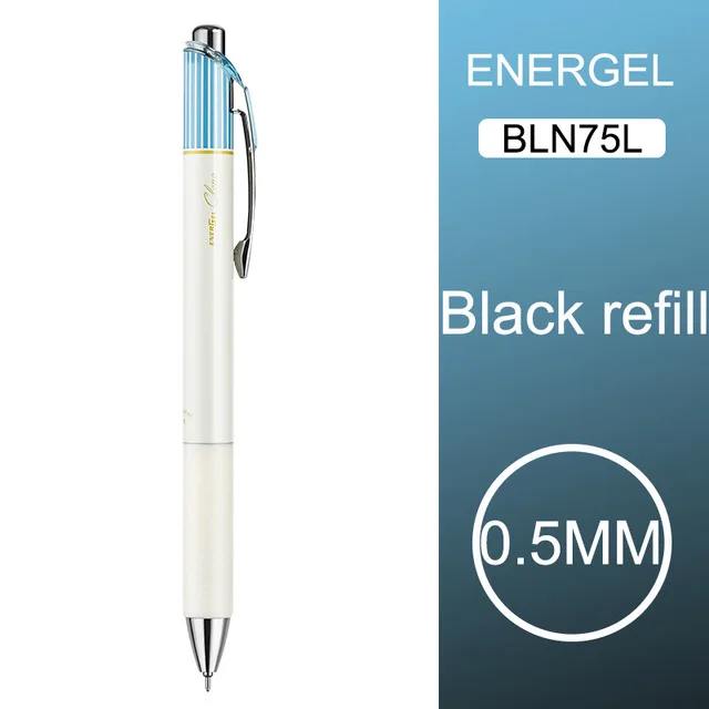 black refill 1 шт гелевая ручка быстросохнущая BLN75L Kawaii полосатая ручка Студенческая ручка для записи экзамена специализированные Канцтовары 0,5 мм - Color: black refill