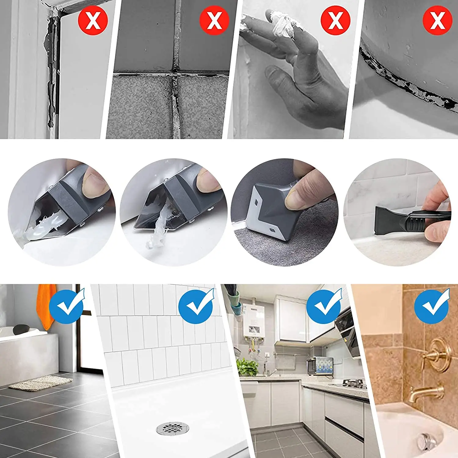 

5 in1 Silicone Remover Sealant Smooth Scraper Caulk Finisher Grout Kit Tools Floor Mould Removal Hand Tools Set Accessories #1