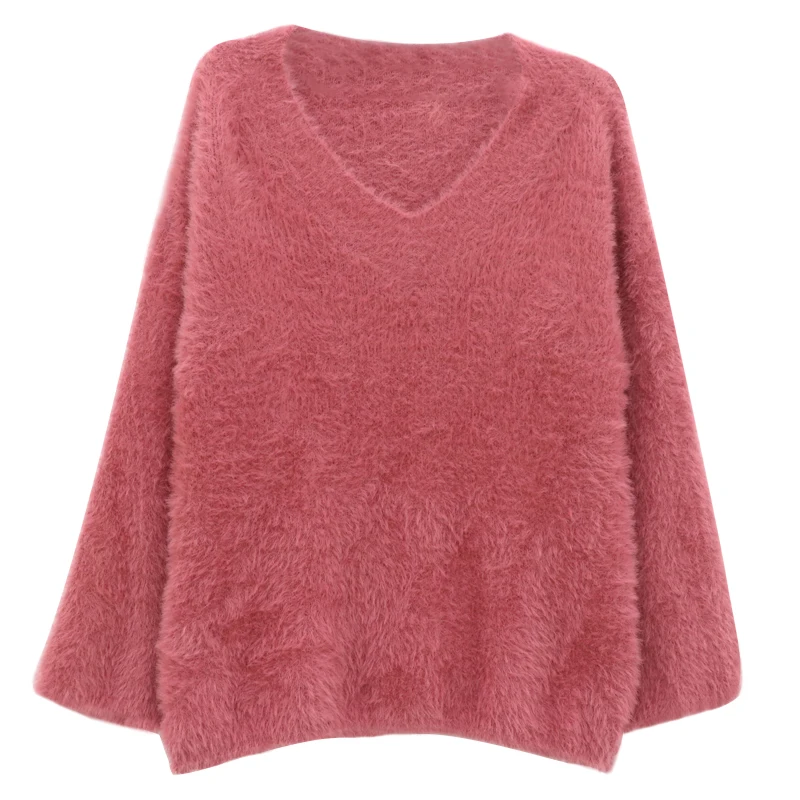 Женский трикотажный свитер с V-образным вырезом и длинными рукавами | Женская