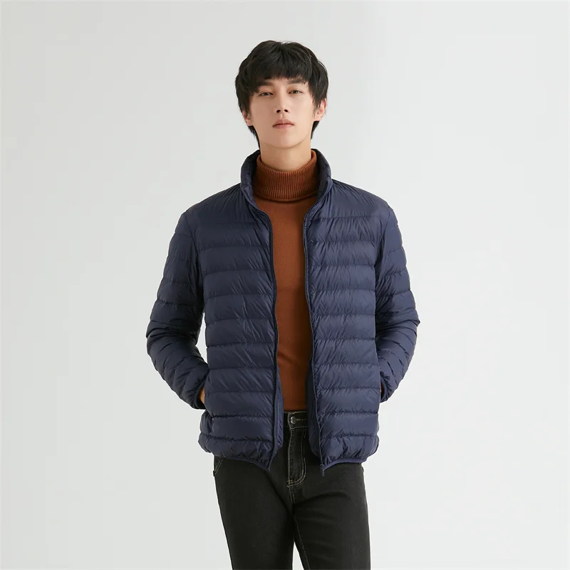 

Men Down Jacket Autumn winter Ultra Lightweight Waterproof Packable Windproof 90% Stand CollarDown Coat Large Size Men Jackets