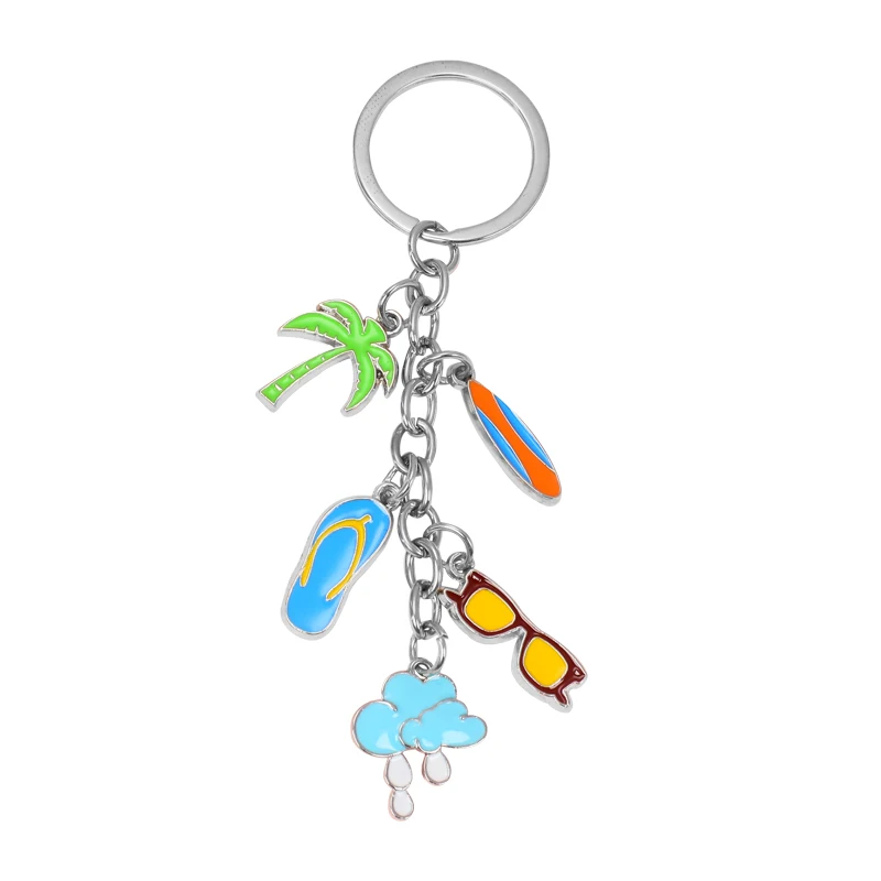 

Alloy Charm Makeup Series Keychain Exquisite Surf Beach Ocean Series Key Chain Pendant Creative Bag Accessories Gift Keyring