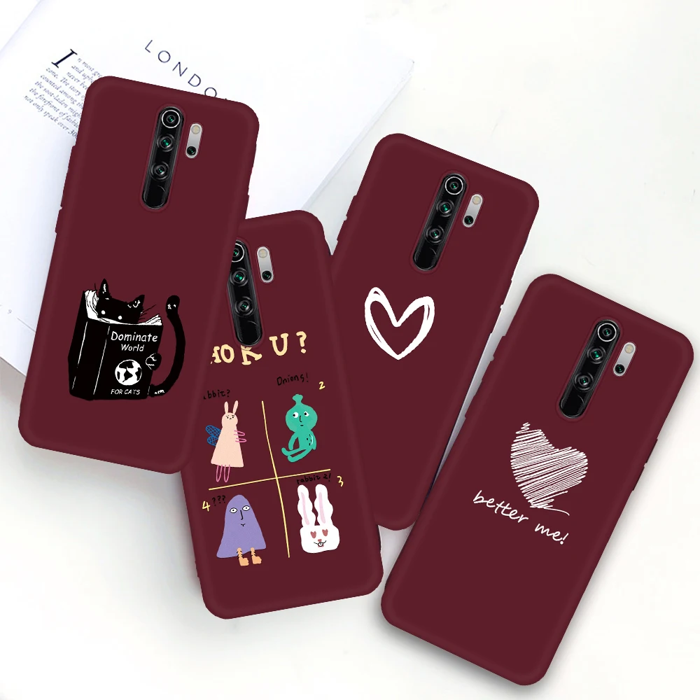 Чехол винно-красного цвета с узором для Xiao mi red K20 Pro 7 7A 6A Note 8 6 5 9 SE A2 A3 Lite 9T CC9 CC9E