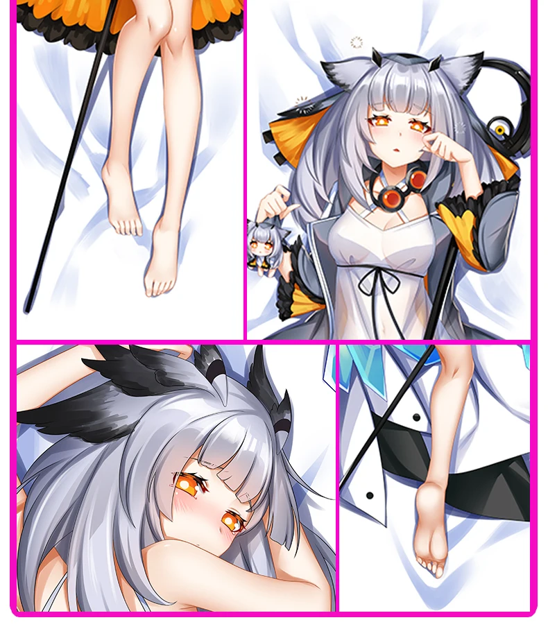 

Anime Game Ptilopsis Arknights Dakimakura Hugging Body Pillow Case Otaku Loli Pillow Cushion Cover Gifts