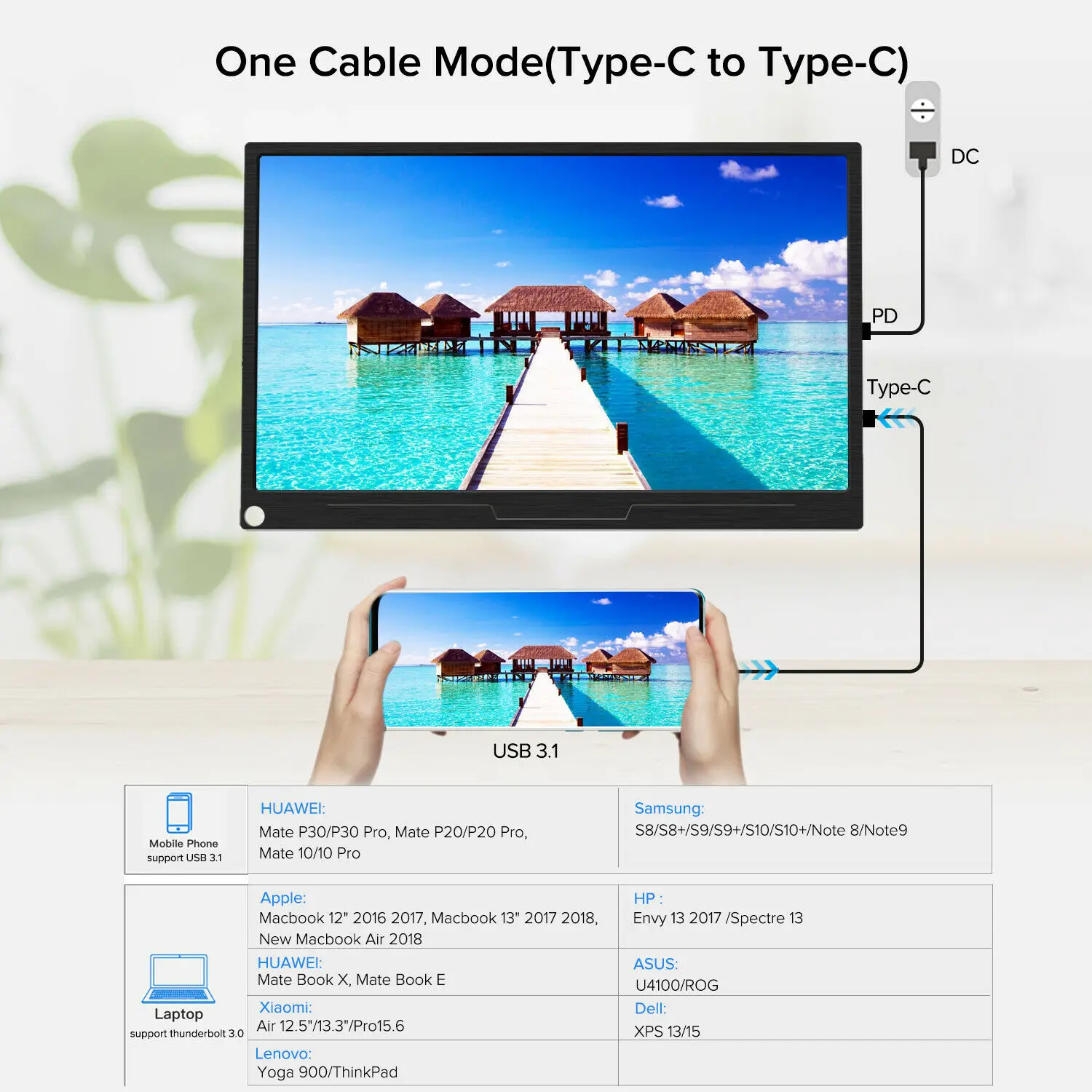 Новинка 2020 Ультратонкий портативный монитор FHD 15 6 дюйма HDR IPS экран 1920x1080 USB Тип C HDMI