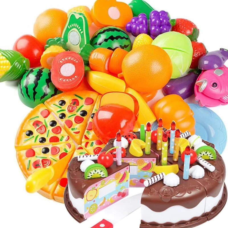 

Kids Kitchen Toys Pretend Play Cutting Fruit Vegetable Cake Food Toy role-playing games for Girls Children Gifts