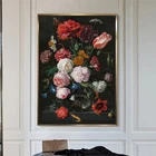 Нордические классические цветы в стеклянной вазе, холст, настенные картины цветов, натюрморт, картины для дома, стены, Куадрос