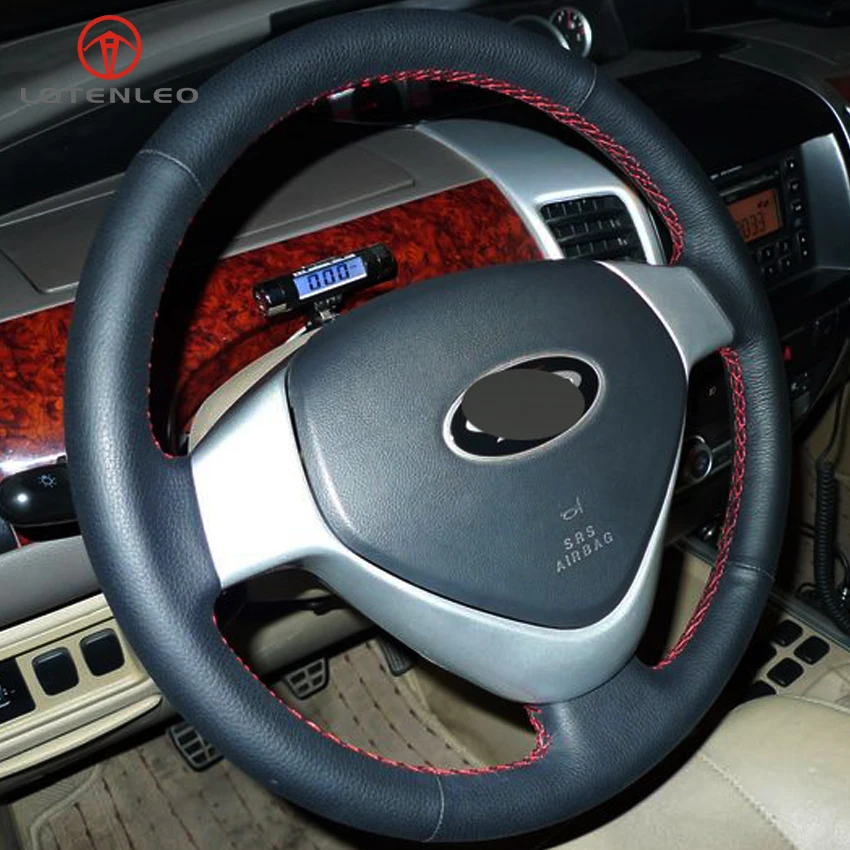 

LQTENLEO Black Artificial Leather DIY Hand-stitched Car Steering Wheel Cover For Chery V5 Eastart 2006-2009 Eastart Cross