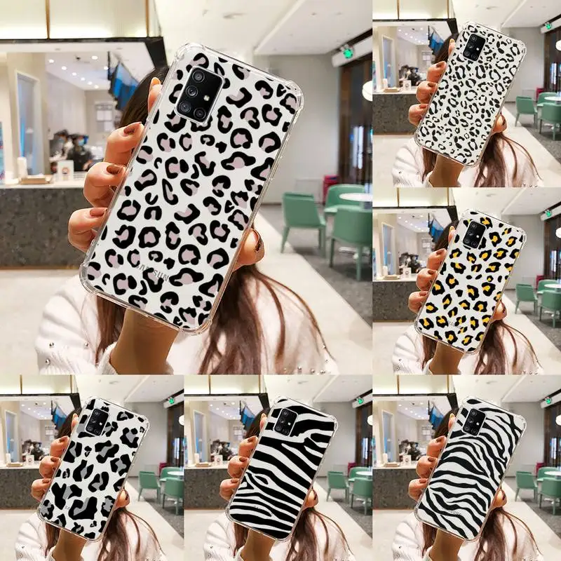 

Fashion Leopard zebra Pattern Phone Case Transparent For Samsung Galaxy A S Note 9 11 10 51 50 71 70 80 20 21 30s ultra plus