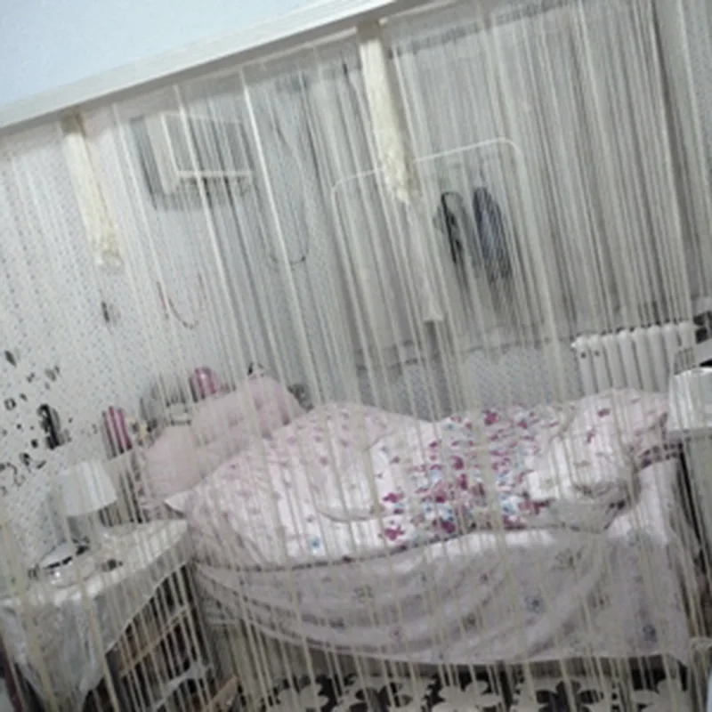 Блестящая кисточка серебряная линия струнная занавеска для окна или двери