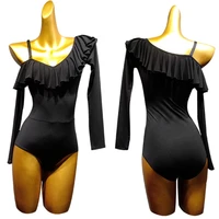 spring fall latin dance clothes women oblique shoulder long sleeve sexy practice tops bodysuits