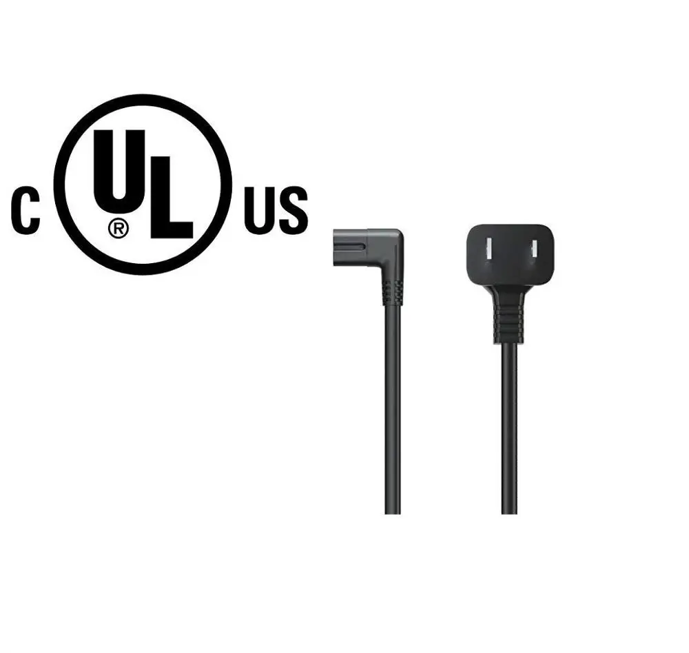 6 Feet 18 AWG Angled 2-Slot Non-Polarized Angle AC Power Cord (IEC320 C7 to Nema 1-15P) for Samsung Philips Sony LED TV PS3 PS4 |