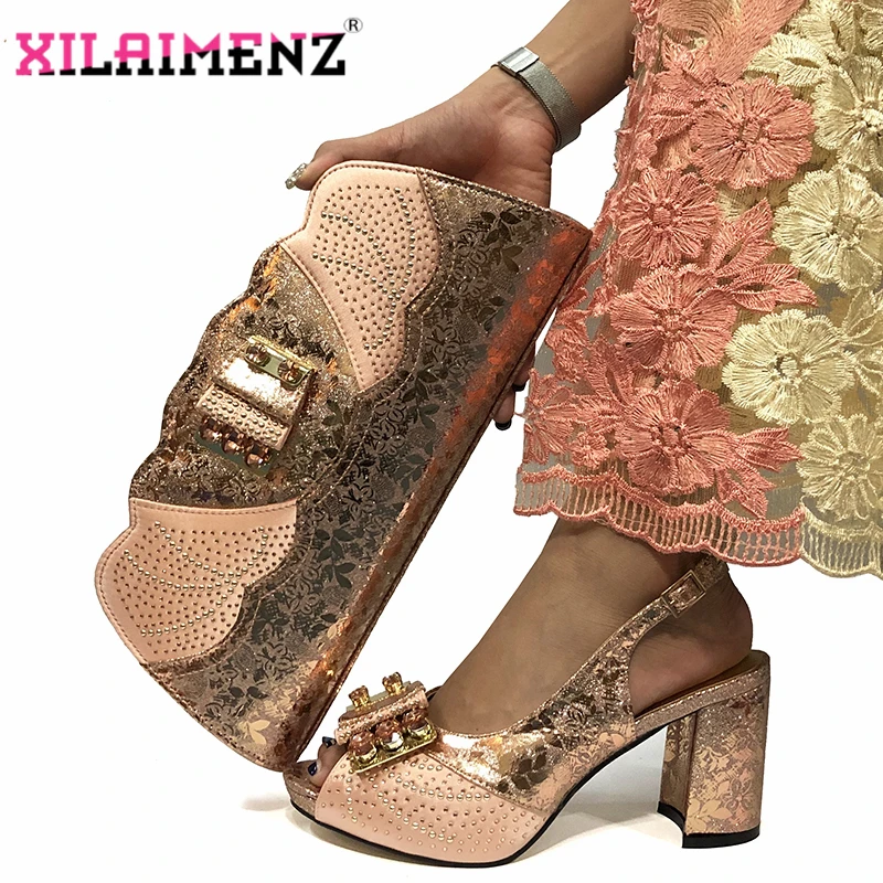 2020 г. Итальянские поступления комплект из обуви и сумки на каблуке в нигерийском