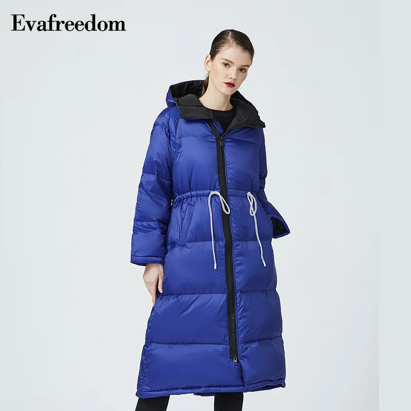 Enlarge Eva Freedom Ladies Jacket 2020 Winter European Fashion Warm Super Thick Hooded Loose Large Size Windproof Down Jacket Women
