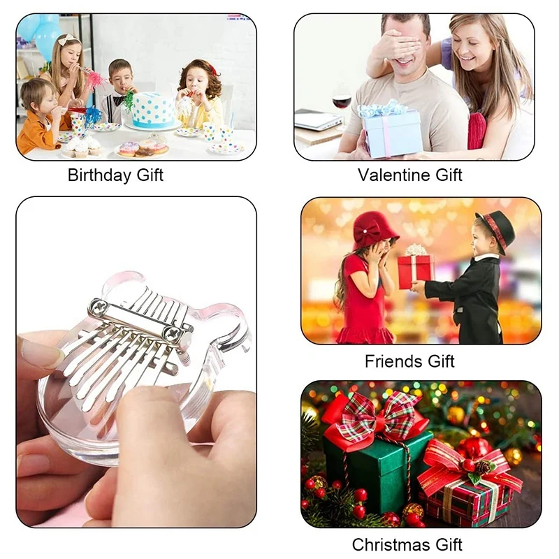 

8 Key Kalimba Thumb Piano, Mini Transparent Acrylic Finger Piano Musical Instrument Suitable for Beginners and Children