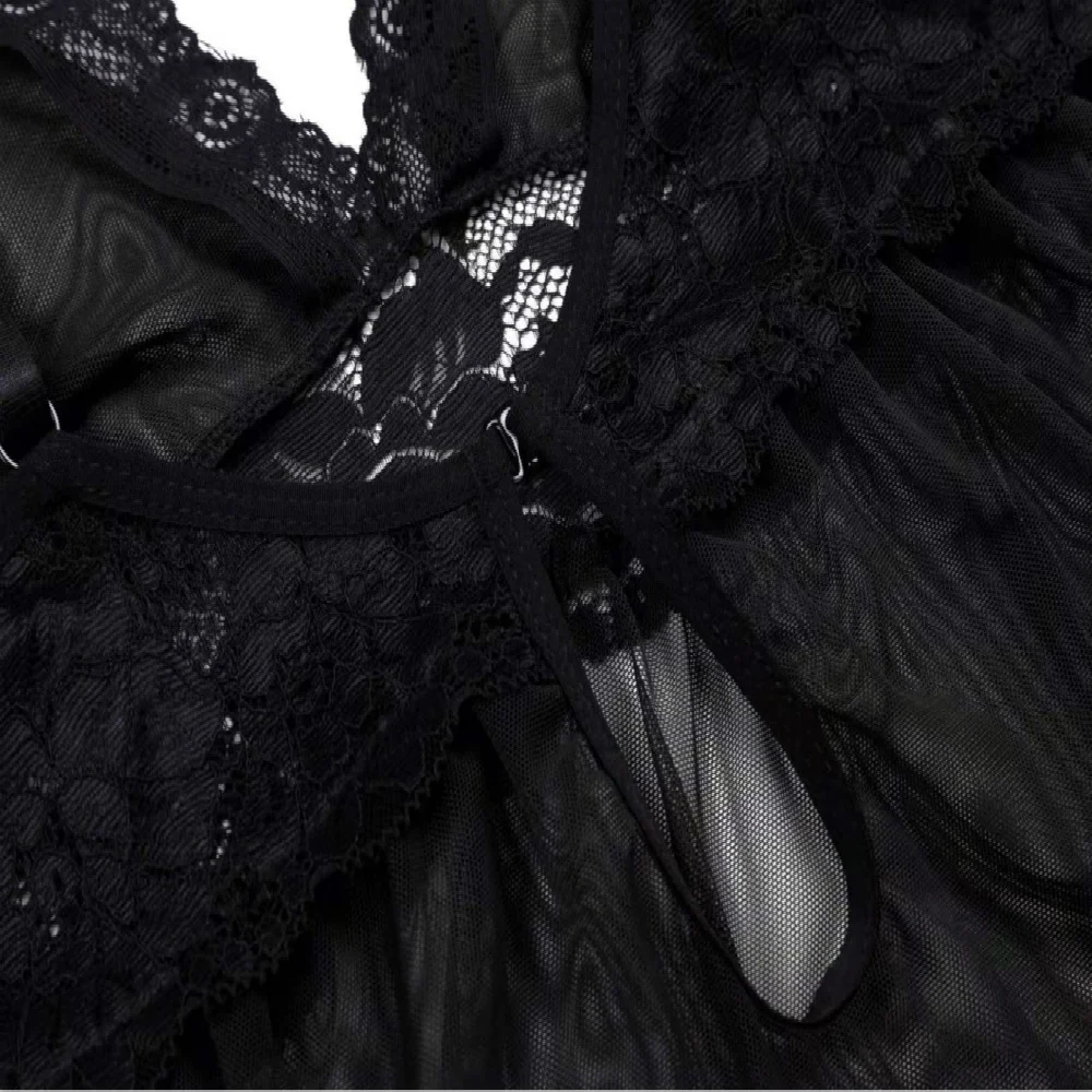 

Women's Large Size Underwear Red Lace Sling Split Cup Pajama Suit Lingerie Sexy Hot Erotic Satin Dress