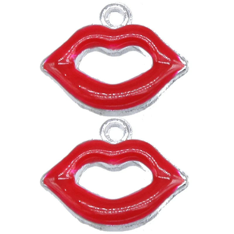 6 шт. модные красные Эмалевые сексуальные губы кулон бусины Подвески DIY серьги