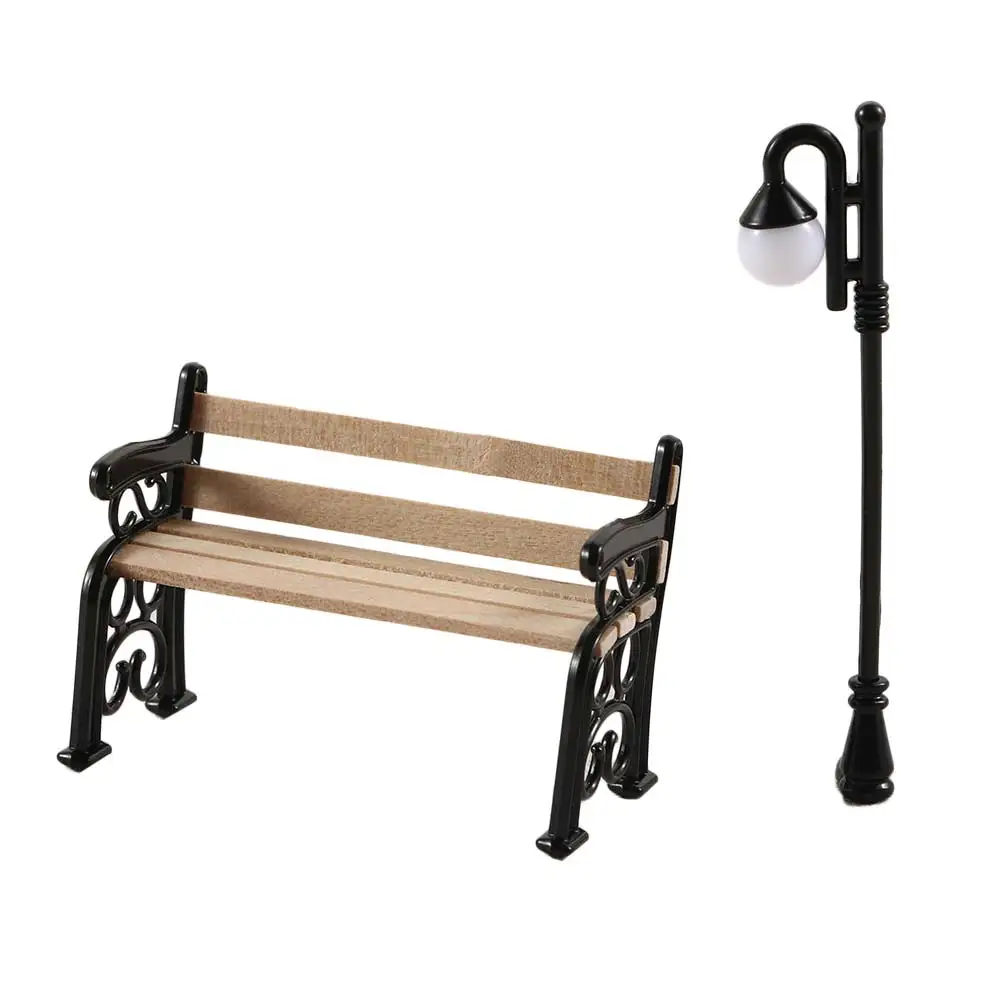 

Творческий деревянная Парковая скамья уличного фонаря миниатюры DIY ремесло 1/12 кукольная мебель для сада декор игрушка орнамент