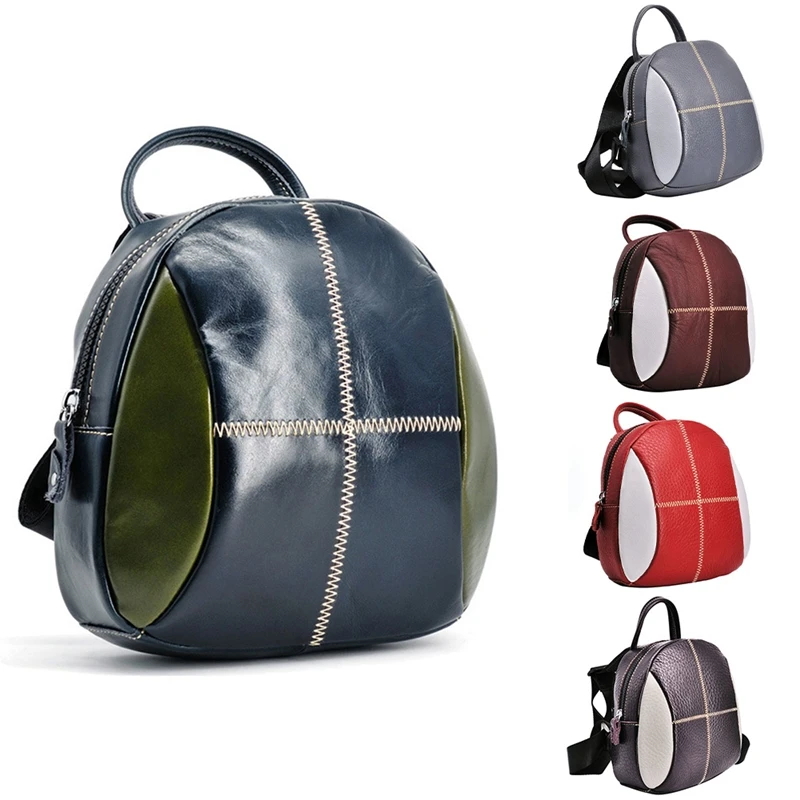

Leather Backpack Fashion All-Match Casual Mini Backpack Top Layer Cowhide Leather Small Backpack