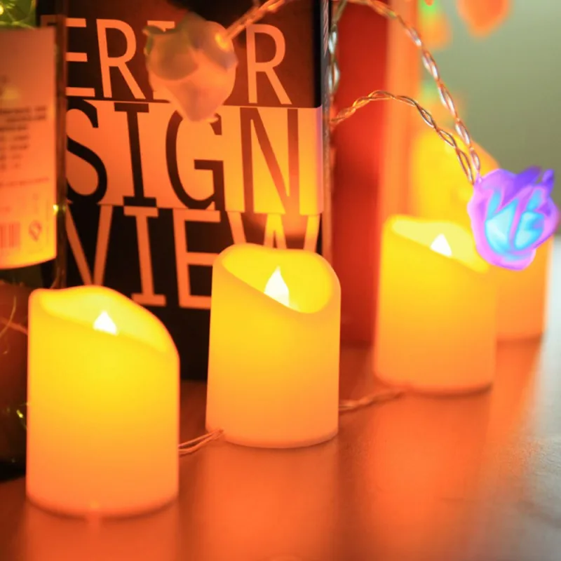 Гирлянды для свечей теплый белый беспламенный светодиодный светильник