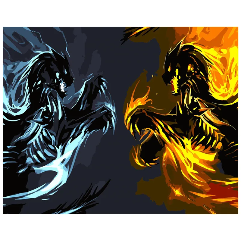 Лед и fire.40x50cm Раскраска по номерам сделай сам wall Art Гостиная украшения пейзажи