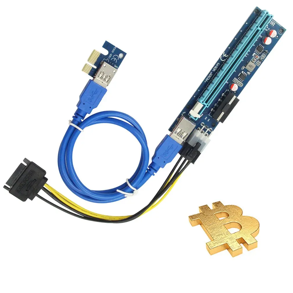 

4PIN+6PIN PCIE 1X To 16X Video Card Extension Cable Adapter Plate With USB Cable SATA To 6 Pin Power Line