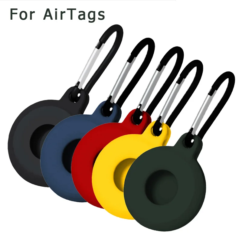 

For Airtags Case Silicone Cover for Apple Air tags Locator Tracker Protective Case with Carabiner Keychain Anti-lost Equipment