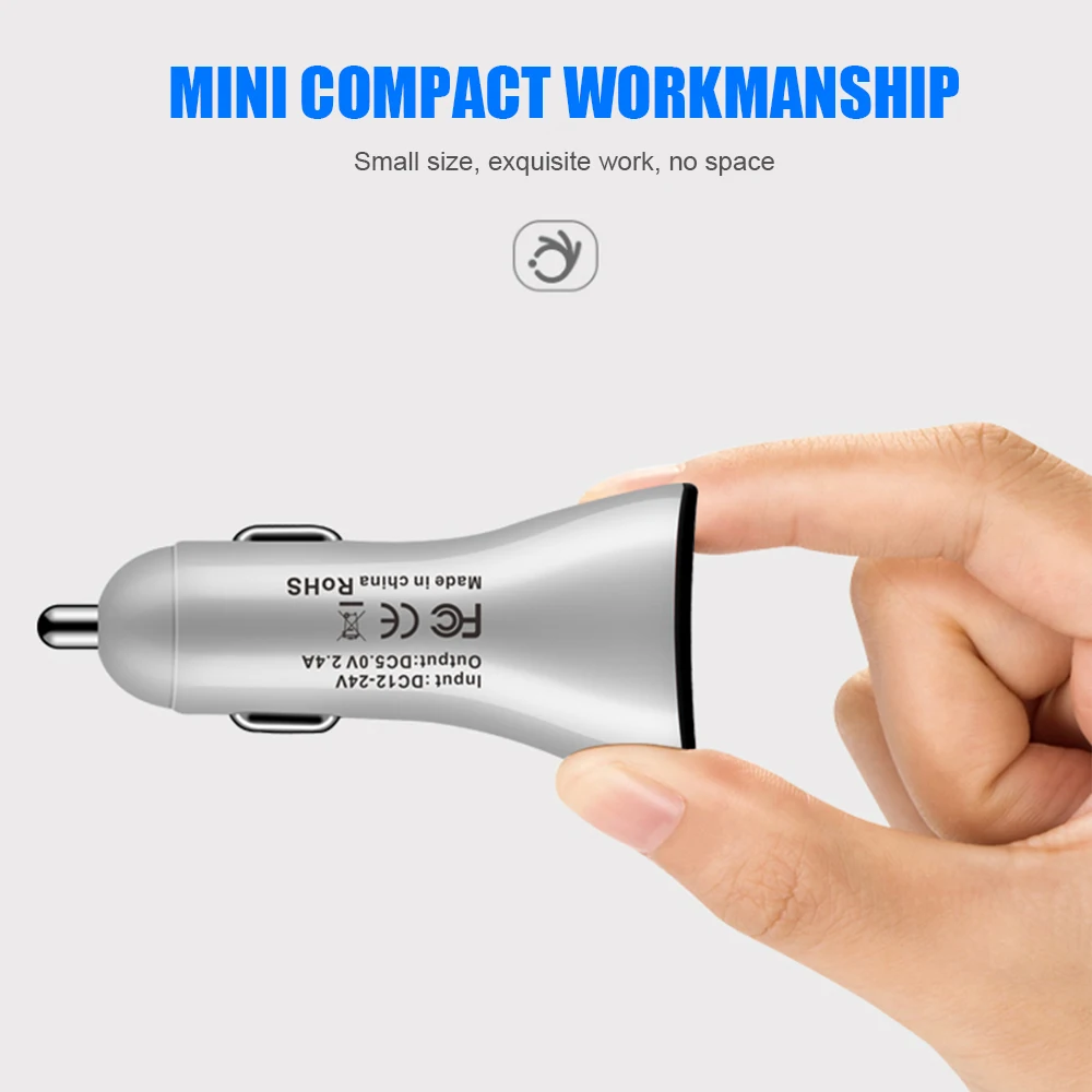 Автомобильное зарядное устройство с двумя Usb портами для iPhone 6 7 Samsung Xiaomi Quick Charge 3