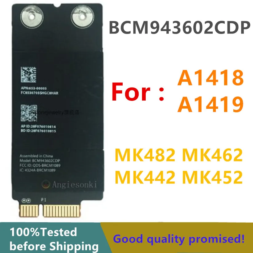 New 653-00005 For Apple iMac A1418 A1419 WiFi Airport 802.11ac WLAN Card Bluetooth 4.2 BCM943602CDP BCM943602CDPAX 2015-2019