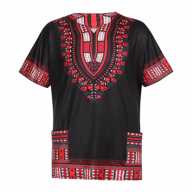 

African Homme Dashiki T-shirt Men Ankara Traditional Printed Tee Folk Custom Tops Clothes Rich Bazin Streetwear Nigerian Outfits