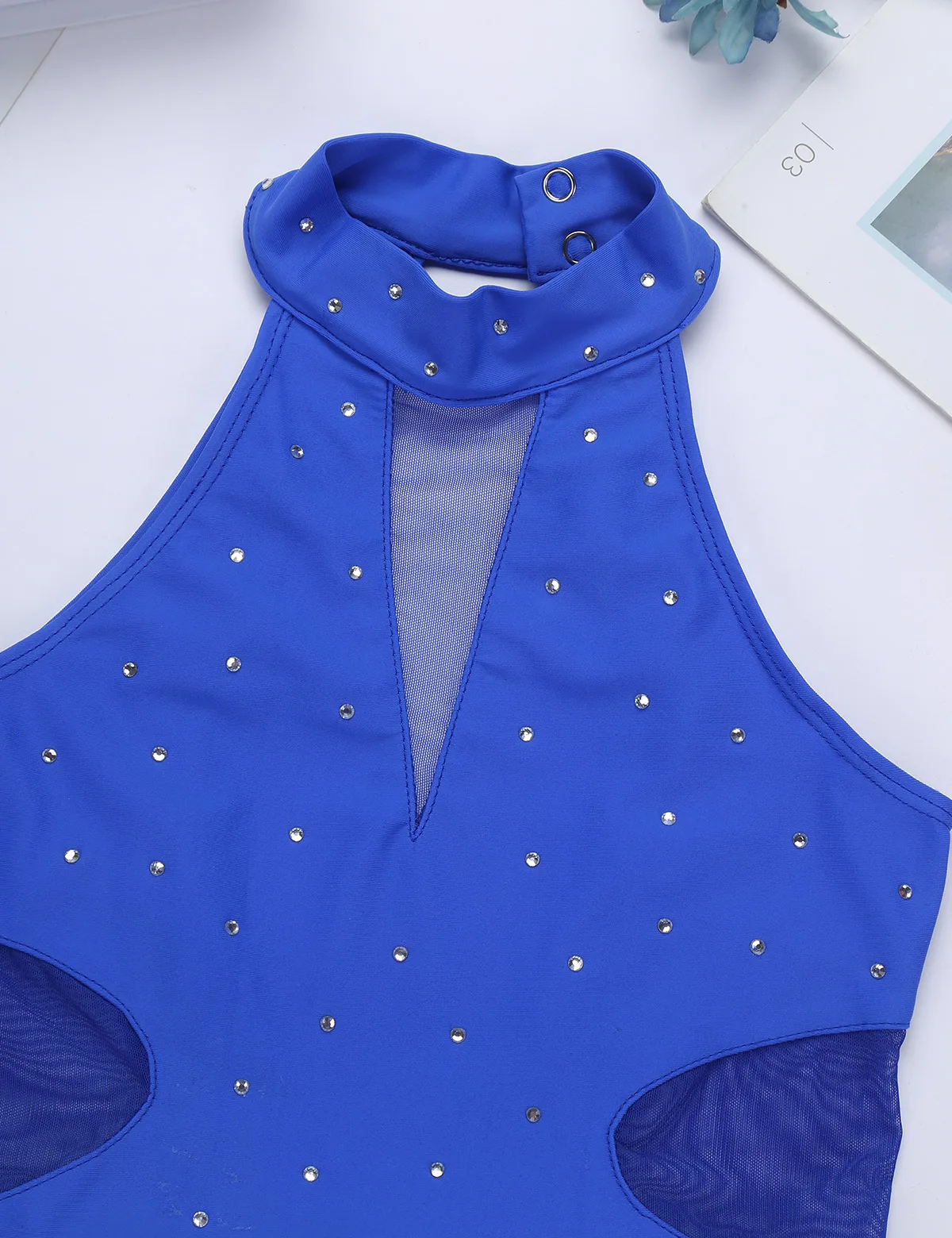 Kids Teens Shiny Rhinestone Mesh Ballet Gymnastics Leotard Figure Ice Skating Dress Girls Childs Performance Dance Costume |