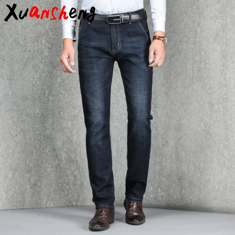 XuanShen Модальные Мужские джинсы 2019 осенние и зимние классические синие черные