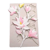 flower branch silicone mold kitchen resin baking tool diy cake pastry fondant moulds chocolate dessert lace decoration supplies